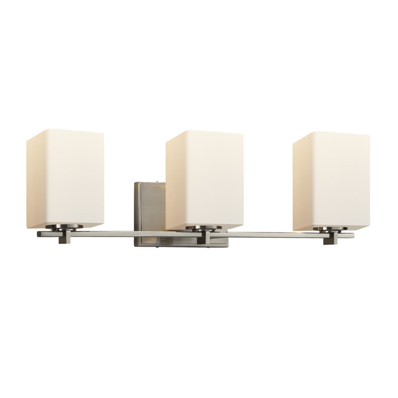 Éclairage pour meuble-lavabo 3 lumières Casson, Nickel brossé, Opale