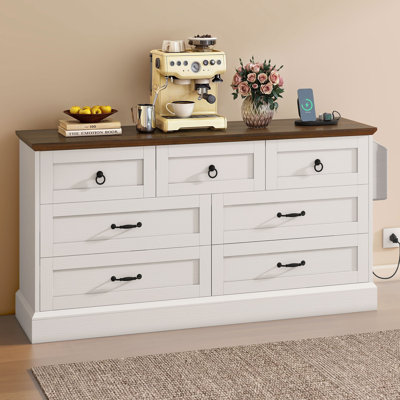 Commode de rangement rustique à 7 tiroirs avec commode Farmhouse