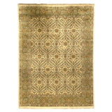 Hand Knotted Wool Area Rug in Gold And Green