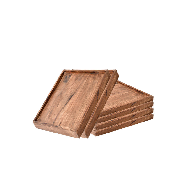 Ensemble de plateaux en bois d'acacia, L 10,5 po x H 0,75 po x P 10,5 po
