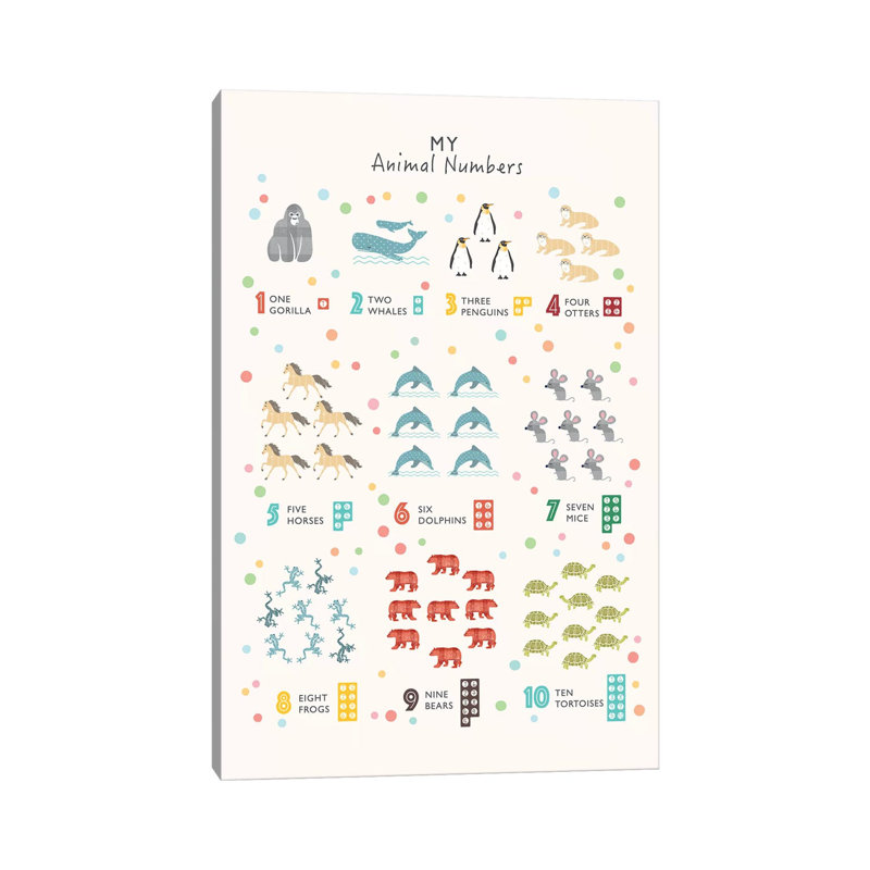 Animal Numbers - Wrapped Canvas Print, 66.04 cm H x 45.72 cm W x 1.91 cm D