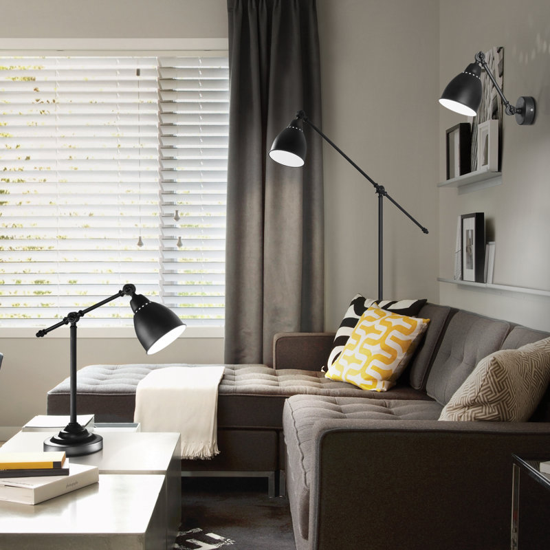 Lampe sur pied avec bras articulé 59,06 po Saylor, Noir