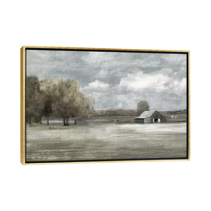 " Country Quiet " by Nan, 26" H x 40" W x 1.5" D, Gold Framed