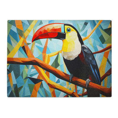 Toucan Geometric  Glass Chopping Board