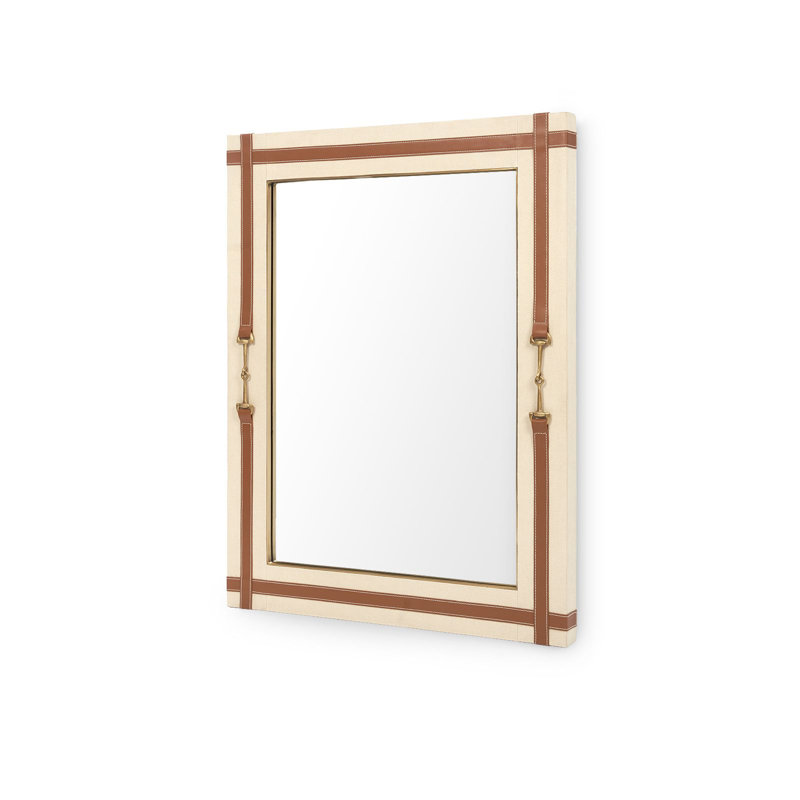 Buckley Rectangle Leather Mirror, Tan/Natural