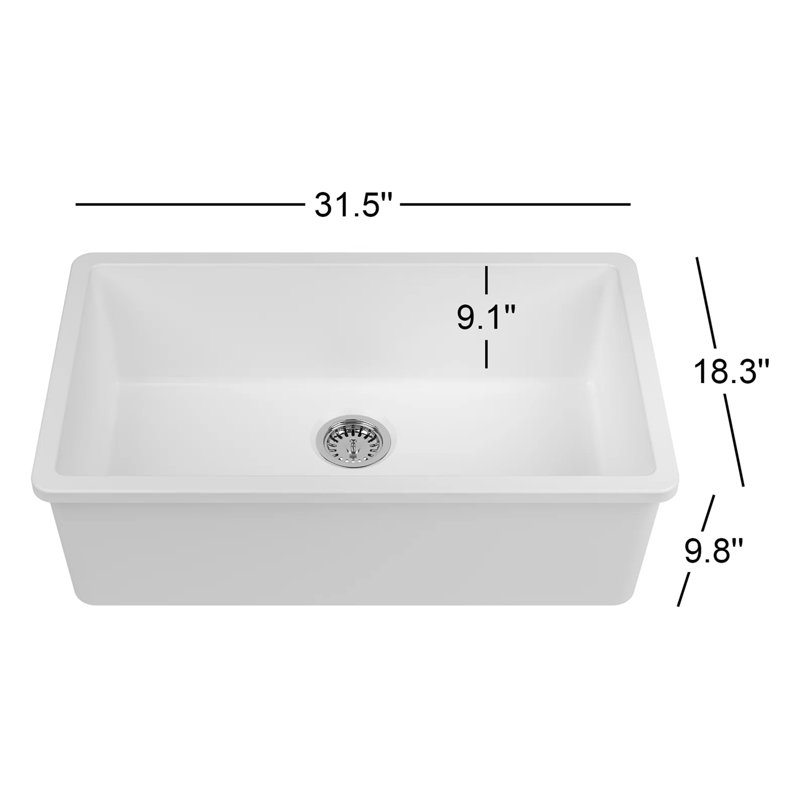 Évier de cuisine encastrable L 32 po x l 18 po