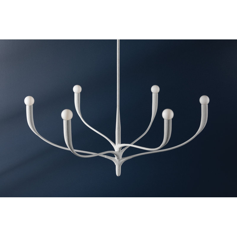 Labra 6 Light Chandelier, White Plaster