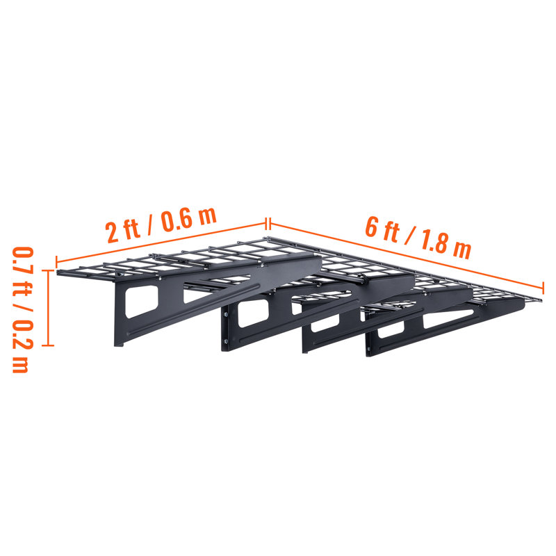 Steel Storage Rack, 1.8cm H x 182.9cm W x 61cm D