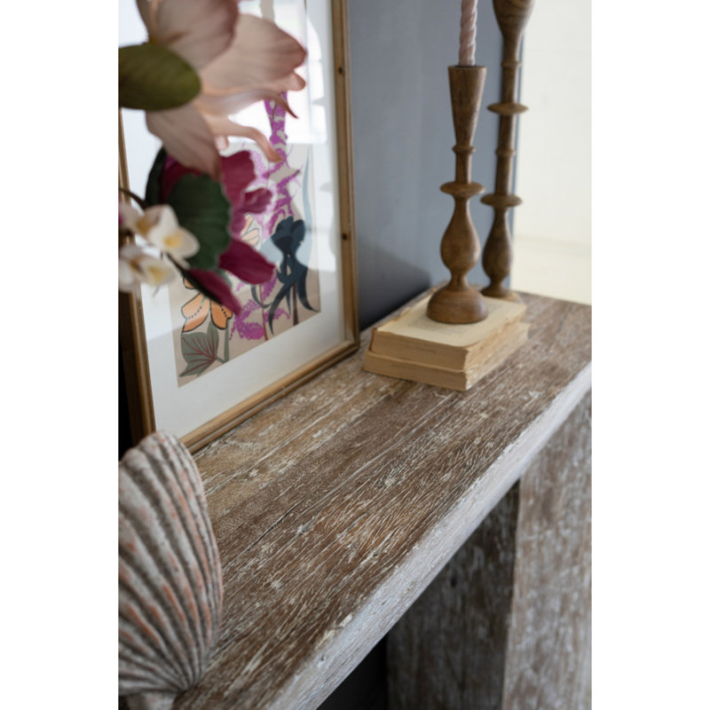 Whitewashed Brown Solid Wood Rectangular Console Table