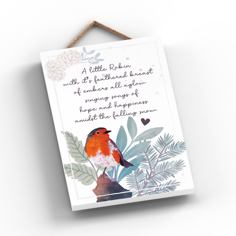 A Little Robin Festive Bird Christmas Wooden Plaque Wall Décor