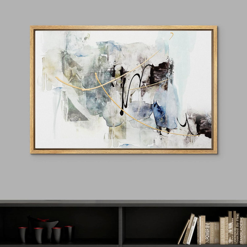 "Pastel grunge or noir sarcelle peinture coup de paysage abstrait formes d'art moderne" sur, Naturel, H 24 po x l 36 po