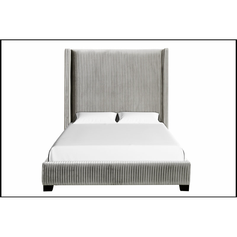 Lit rembourré dans une boîte, gris clair, confort moelleux et élégant pour un sommeil luxueux, Très grand lit, Gris clair