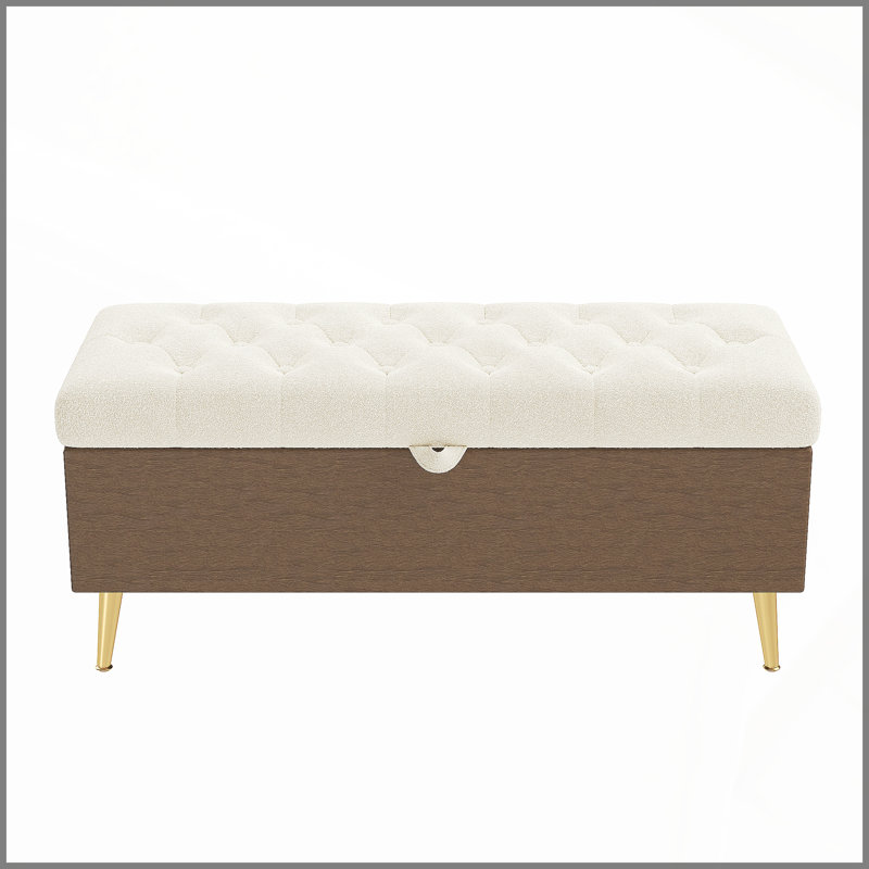 Banc de rangement avec repose-pieds Modern Modern, Beige