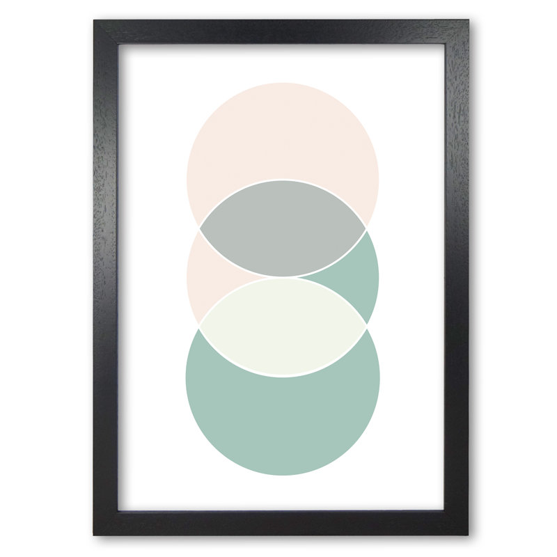 Abstract Circles - Print, Black Grain Frame, 85 cm H x 60 cm W x 5 cm D