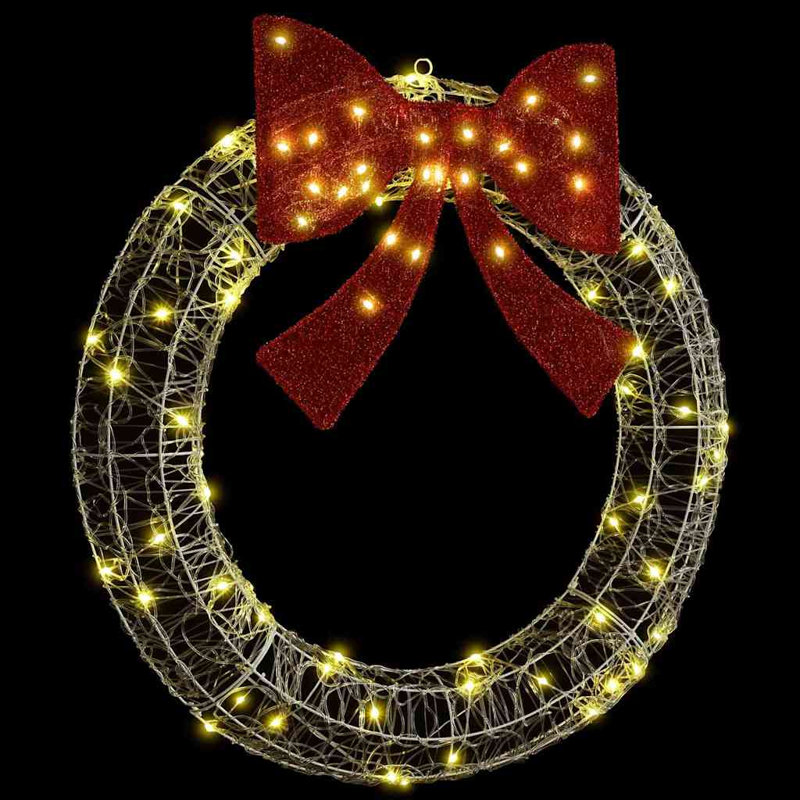 Faux Acrylic Wreath, 92 cm x 92 cm, Warm White
