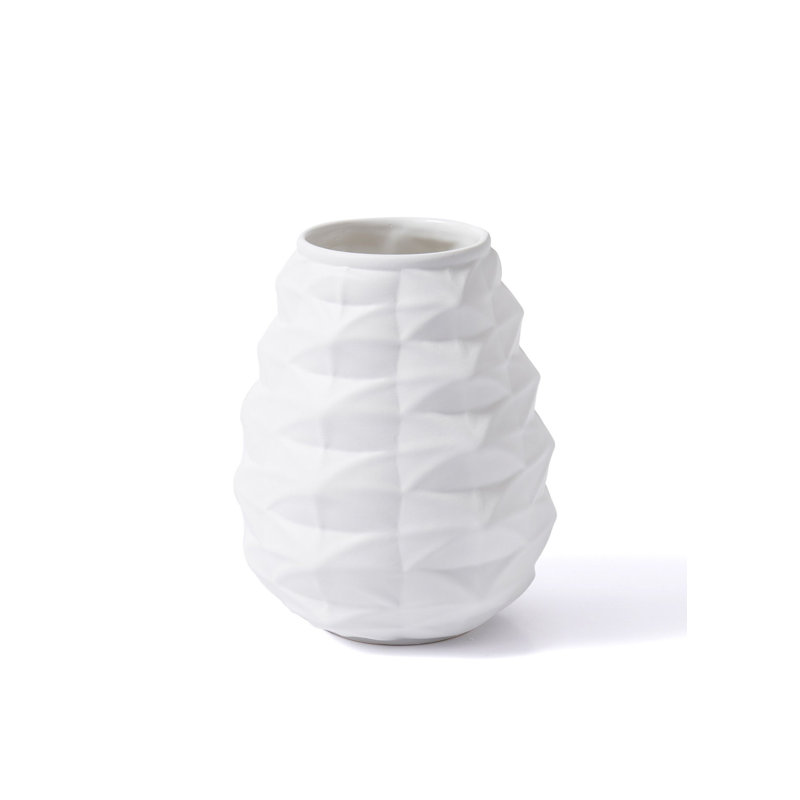 Elegant White Ceramic Vase, 9.8 x 9.8 x 10.2 inches | 100% Durable Ceramic Construction | Perfect for Home Décor, Flower Arrangements, and Stylish Centerpieces | Ideal for Modern and Classic Interiors