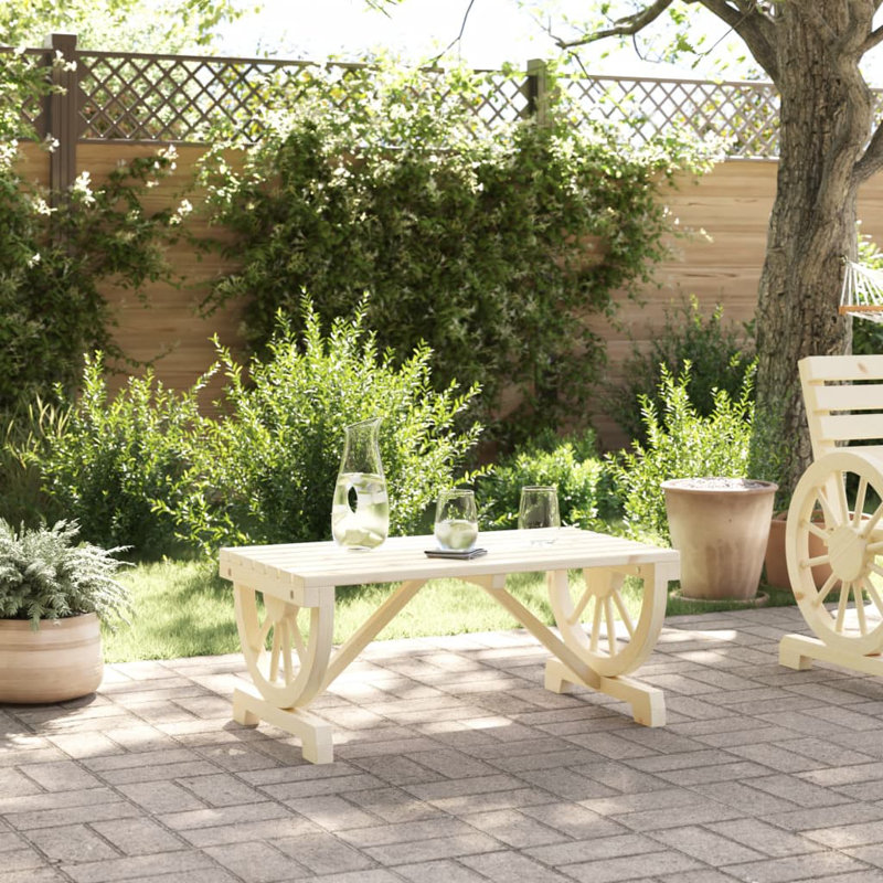 Rectangular Fir Outdoor Coffee Table, Beige, Beige