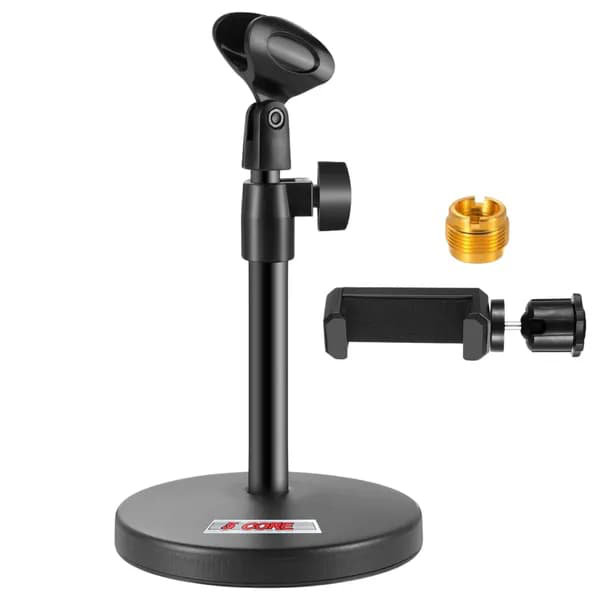 Support pour micro 5 fils 5-en-3 avec support pour micro de bureau avec pince pour téléphone - MS RBS BOOM