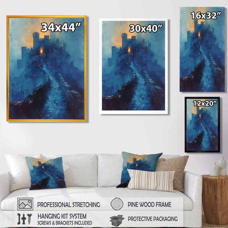 Bleu, bleu, été, forteresse de Legends - forteresse, art mural, Toile tendue, H 32 po x l 16 po x P 1 po