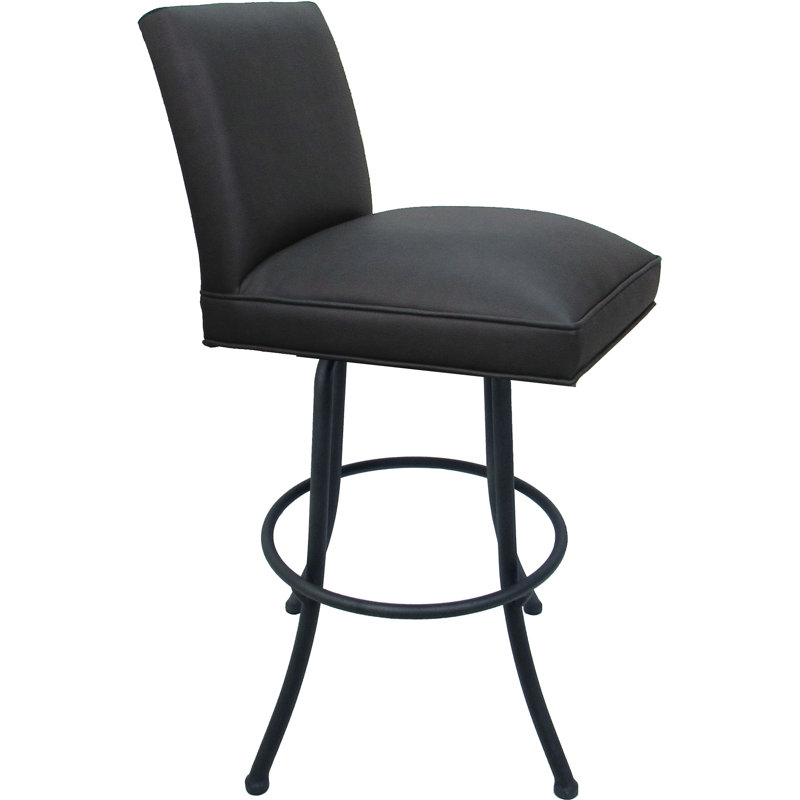 Swivel Metal Stool On Noam Base, Gray Seat/Gray Frame, Counter Stool (26” Seat Height)
