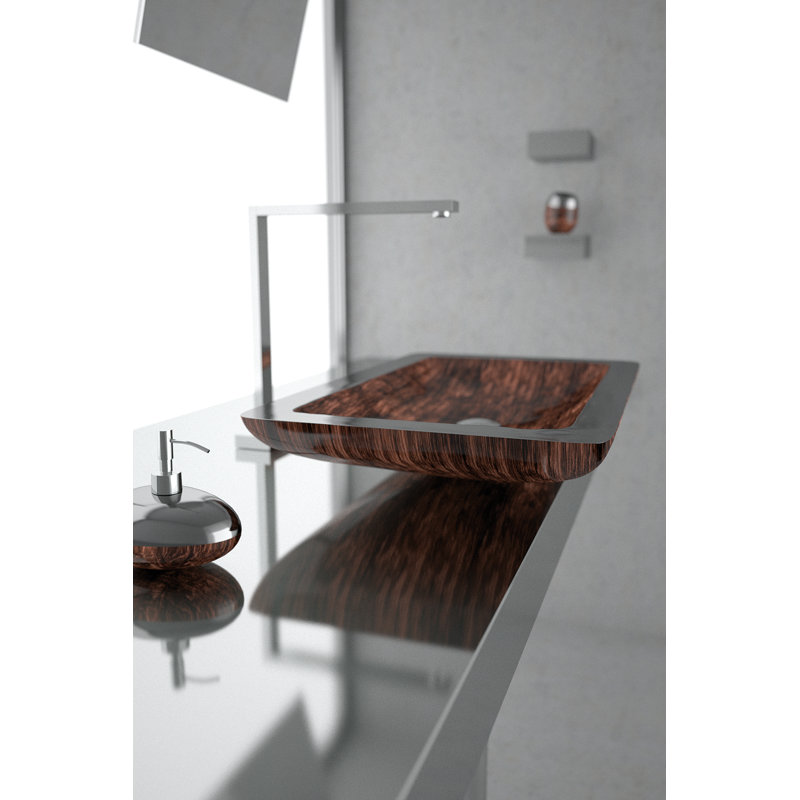 Vogue 25.6'' L Bathroom Sink, Brown Black
