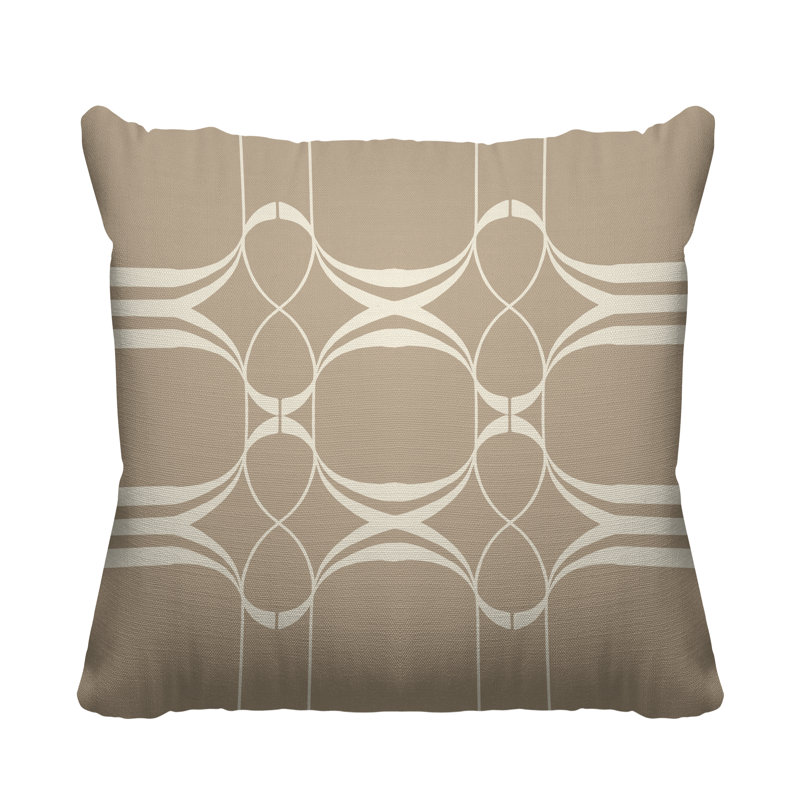 Coussin Tribal Abstract, L 15 po x H 15 po, Beige