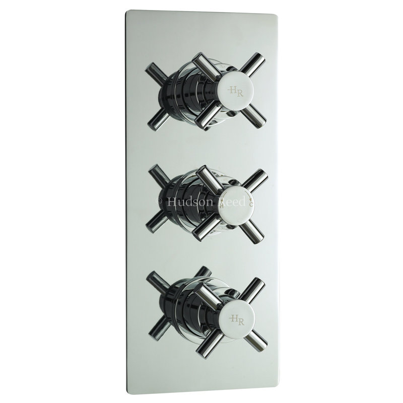 Tec Crosshead Triple Concealed Thermostatic Shower Valve, Chrome