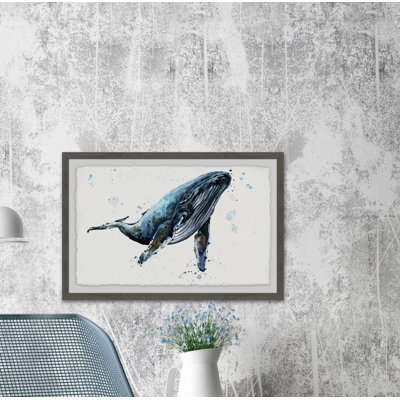 Strinko «Watercolor Blue Whale», reproduction d'art encadrée sur papier