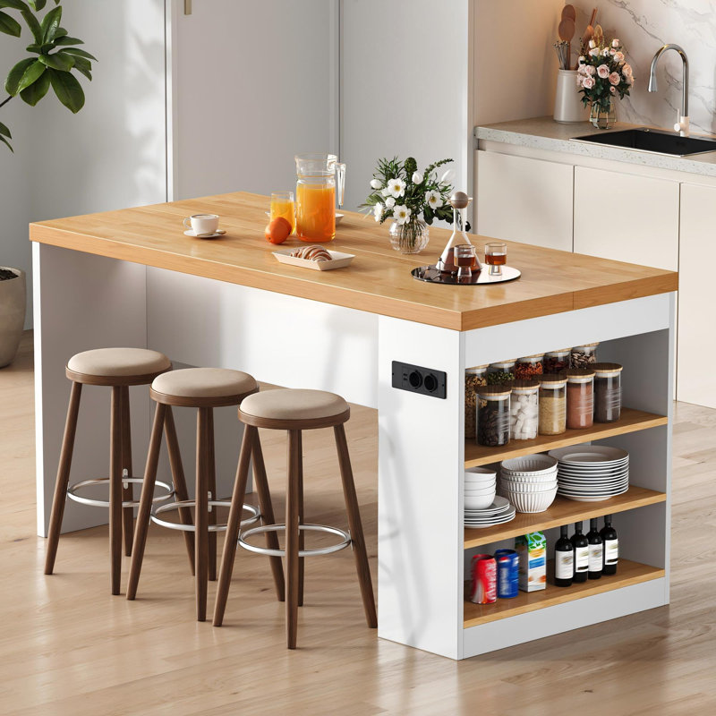 80 cm W Kitchen Island, White