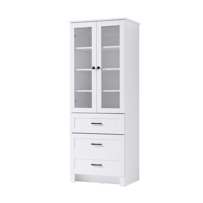 Armoire de rangement en verre blanche 24 po