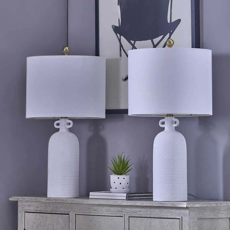 24'' White Ceramic  Table Lamp (Set Of 2)