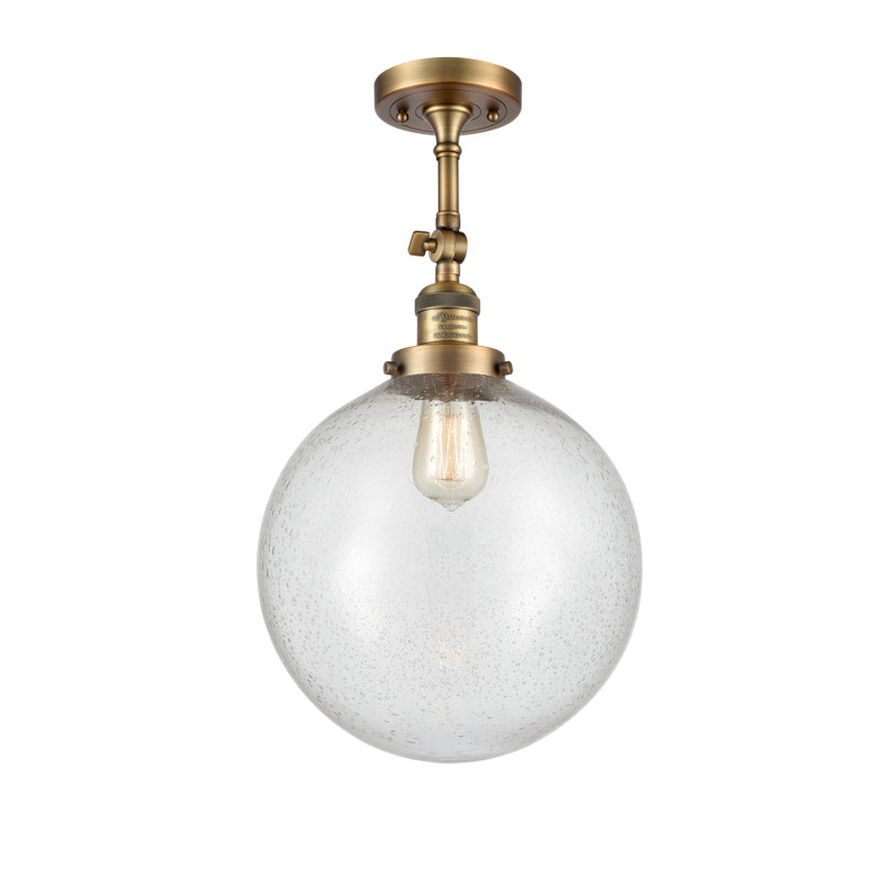 Plafonnier semi-encastré 1 lumière 12 "ciacchi, Ampoule non incluse, Grainé, Laiton brossé