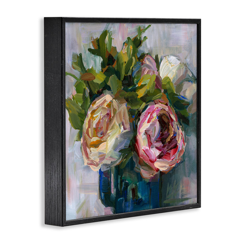 Ranunculus complet, estampe numérique par Borcherding, H 12 po x l 12 po, Giclée encadrée noir minuit