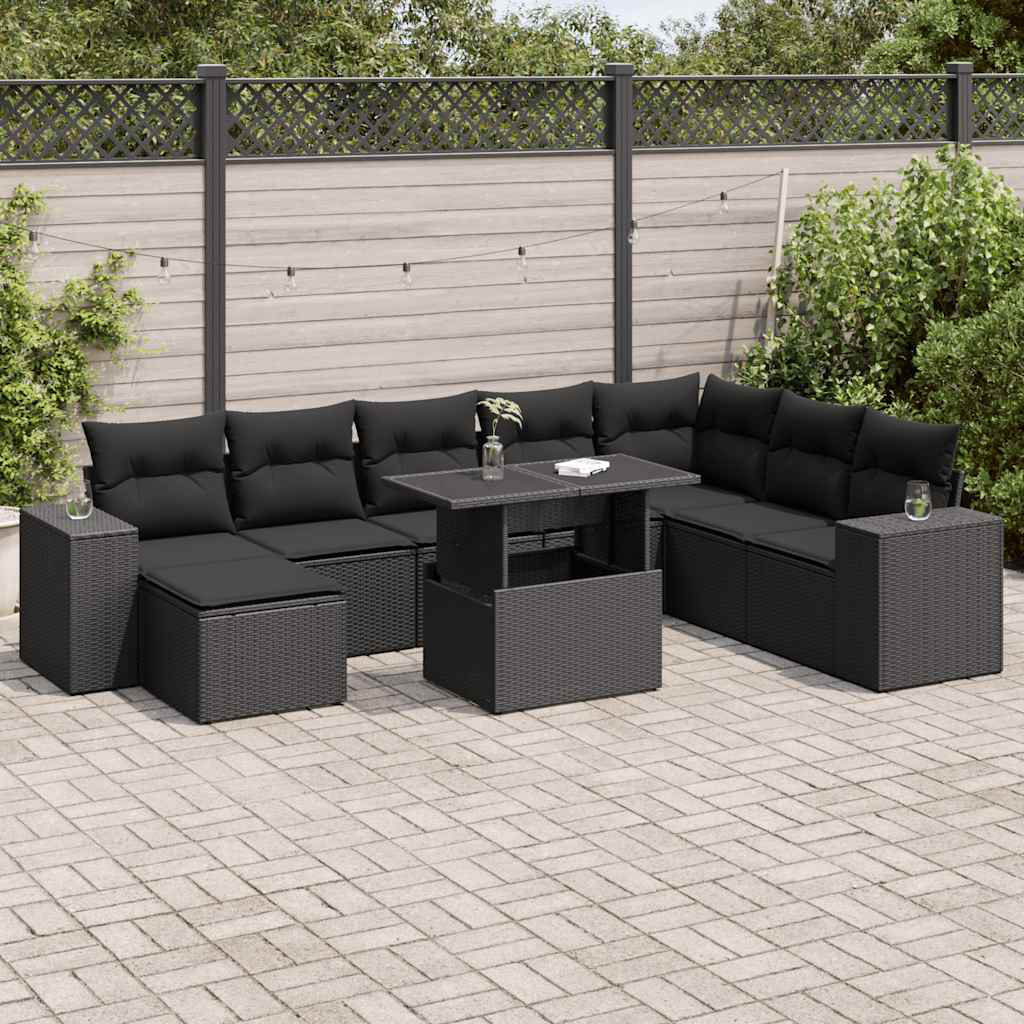 Vidaxl 9-Tlg. Garten-Sofagarnitur Mit Kissen Grau Poly Rattan