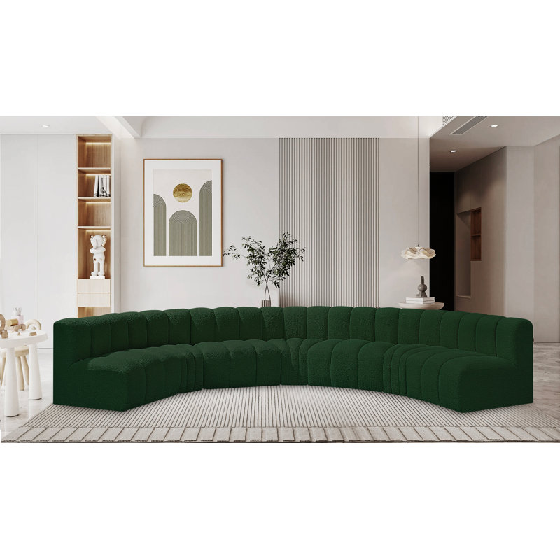 Canapé et chaise rembourrés Hisa, Tissu bouclé vert