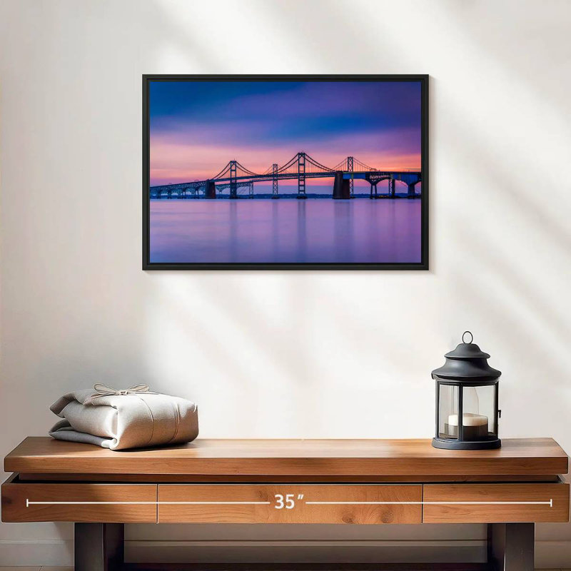 Majestic Chesapeake Bay Bridge, 19 po x 13 po, Cadre flottant noir