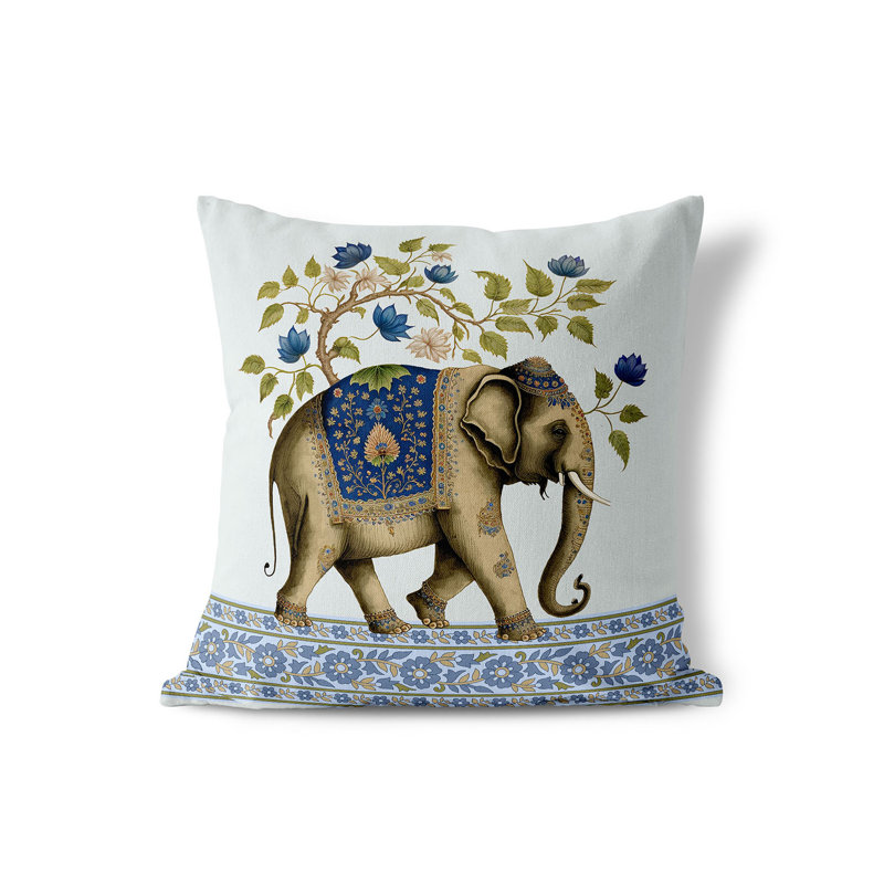 Elephant Paradise Floral Reversible Throw Pillow, 20" x 20"