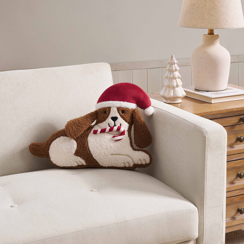 Coussin décoratif Hallmark en forme de chien pour les fêtes, 40 x 30 cm