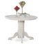 L'ensemble de table de salle à manger 3 pièces comprend une table de salle à manger ronde avec piédestal et 2 chaises de salle à manger Parsons en lin brun, blanc lin-84760771-32922158-32922159