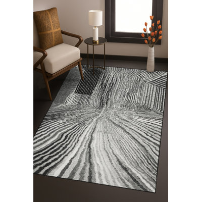 Tapis bleu tissé lavable rétro Mosso