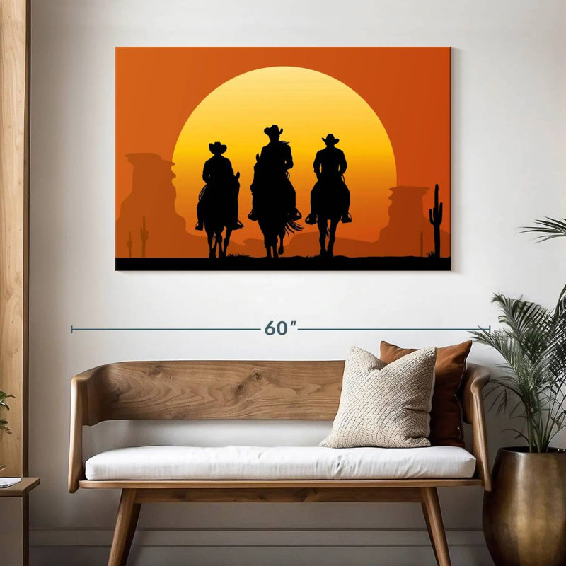 Cowboys Lelar sur des chevaux, H 32 po x l 48 po