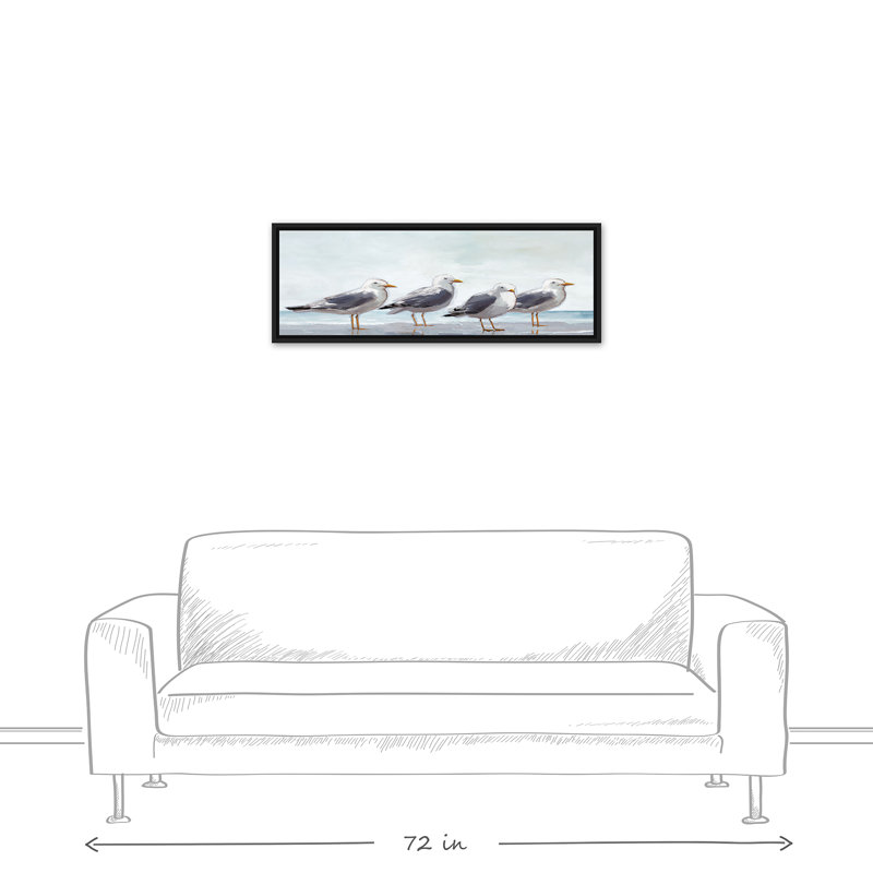 Seagulls In A Line, reproduction d'art sur toile, H 13,75 po x l 37,75 po