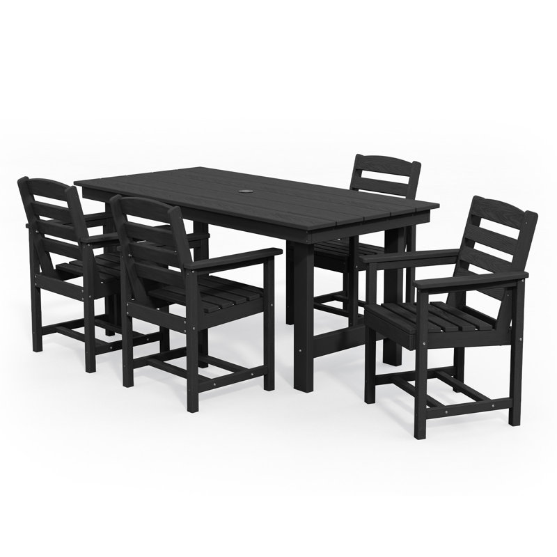 Reata HDPE Outdoor Dining Chair, Black