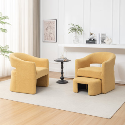 Upholstered Barrel Chair With Ottoman