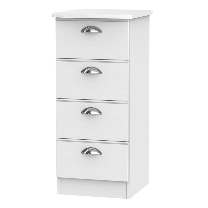 Fully Assembled Murier 4 Drawer, White Ash