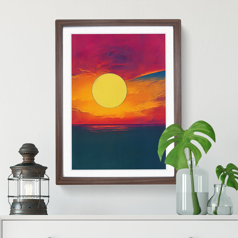 Revered Abstract Sunset - Framed Print, 64cm H x 46cm W x 2cm D, Brown Framed