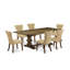 Ensemble de table et chaises de cuisine 7 pièces composé d'une table rectangulaire en bois avec rallonge amovible et 6 chaises Parsons en tissu brun, patiné Jacobean-1814379829-1814379820-1814379823