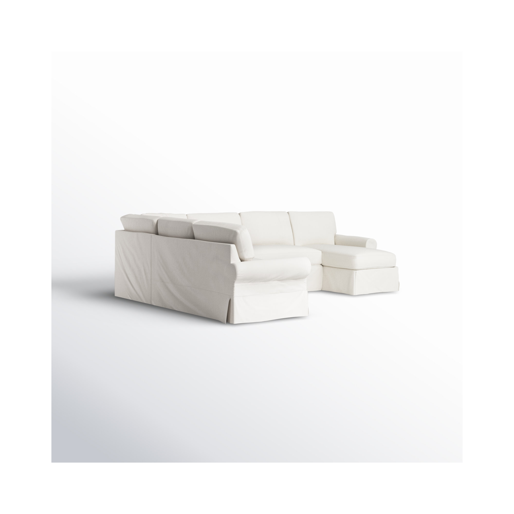 Porter Upholstered U-Sectional, Bayou Off White Canvas, Right Hand Facing