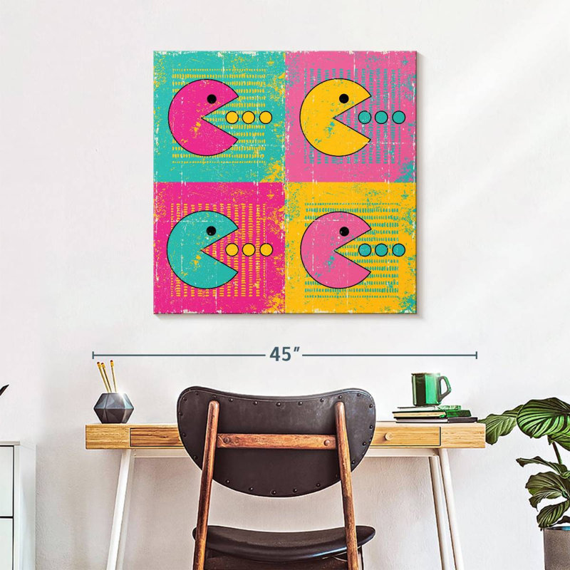" Retro Pastel Pacman " Print, 30" H x 30" W x 1.25" D