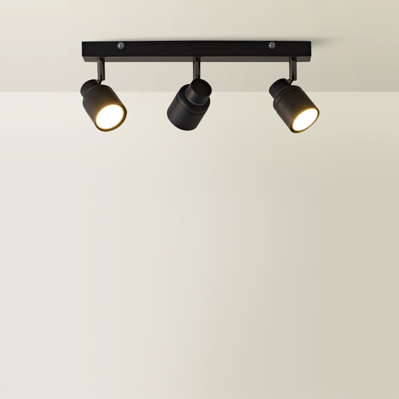 Benton IP44 Rated Bathroom 3 Way Bar Ceiling Light & Warm LED Bulbs, Matte Black, 6500 (K)